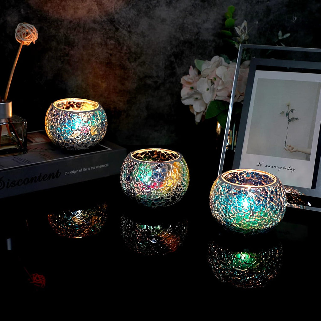 Round Blue Pillar Candle — Set of 3 - View 6