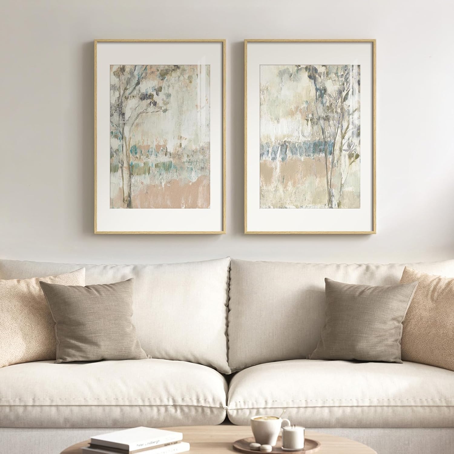 Framed Modern Beige Wall Decor — 20" — 20" W x 30" H x 2Pcs