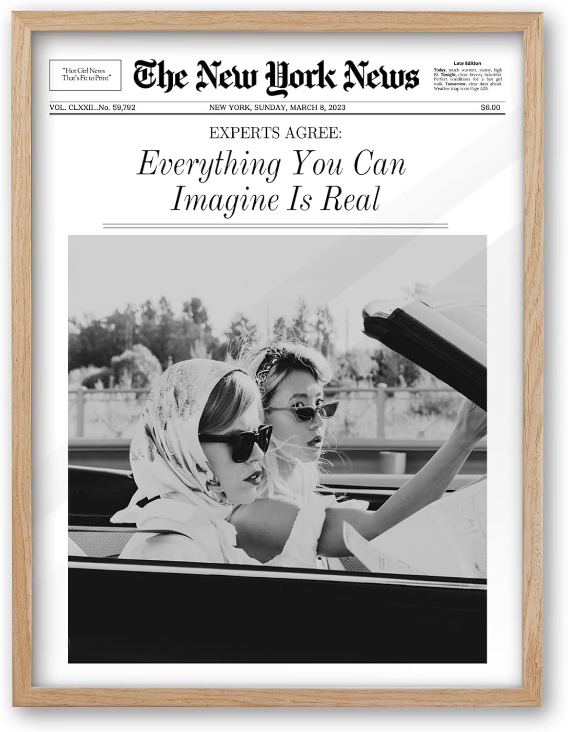 Vintage Black Framed Wall Art — 16" — Framed-Imagine Is Real