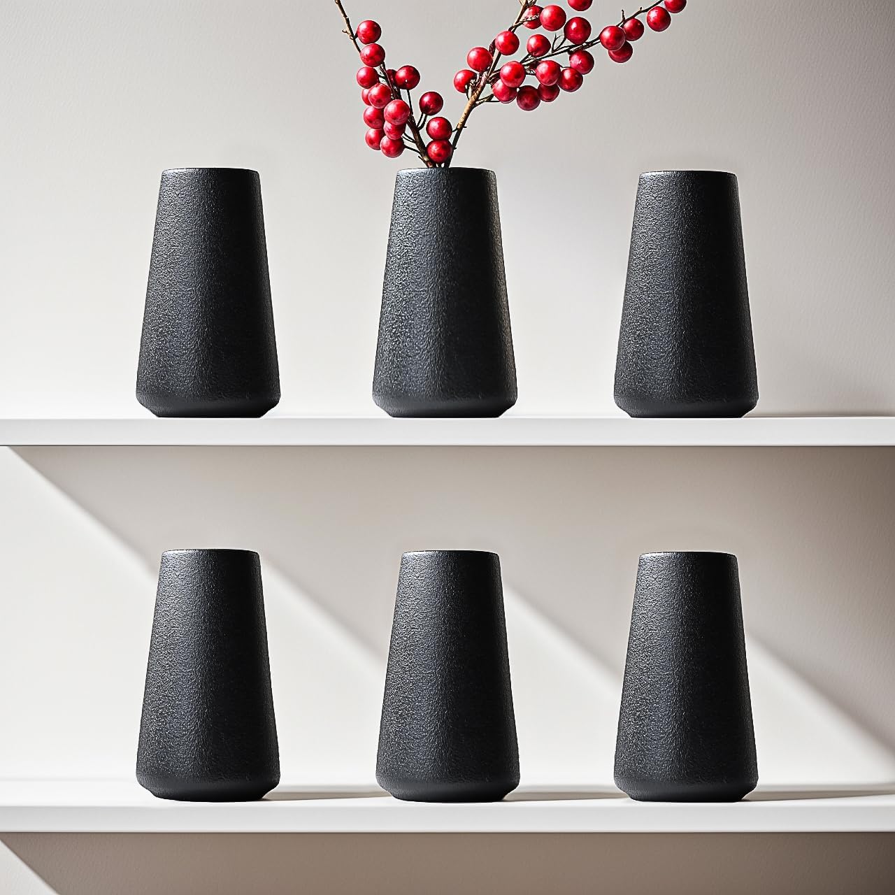 Modern Black Artificial Plant — 7.08" — 6 Pack Black - Style 1