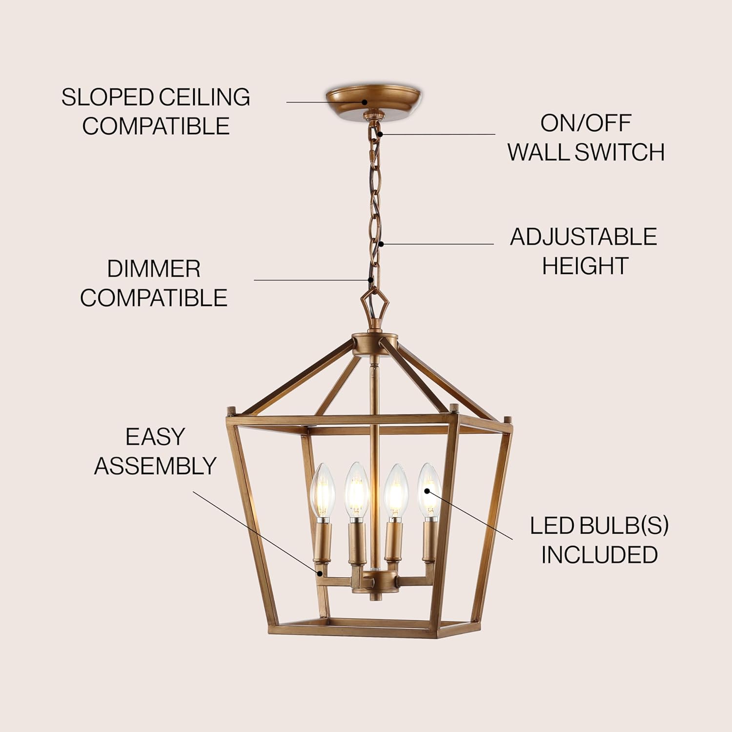 Antique Farmhouse Gold LED Bulb — 4-Light - View 3