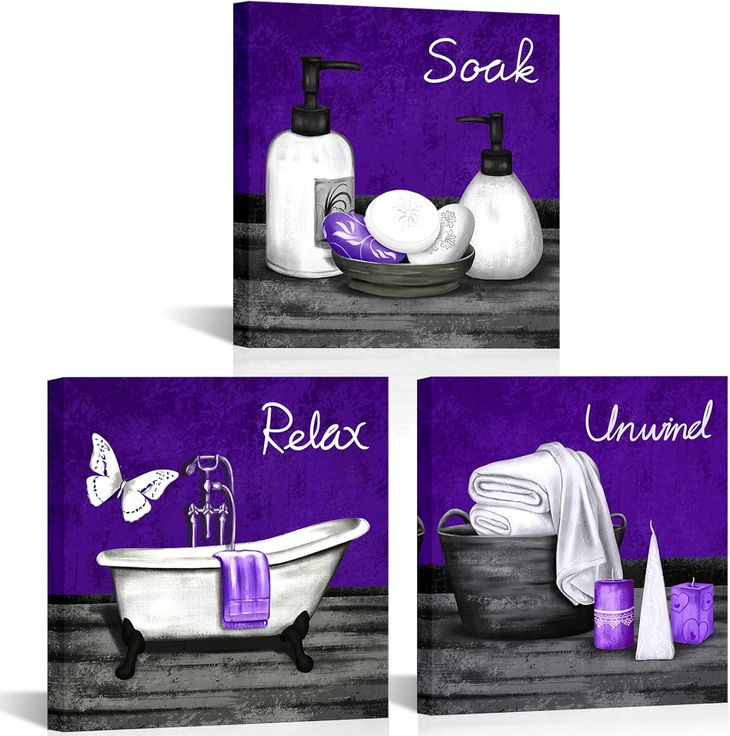 Framed Beige Wall Art — Purple