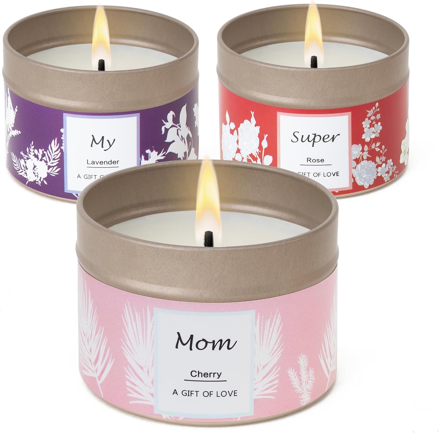 Soy Pink Scented Candle — Mom Candles Gift：Lavender+Rose+Cherry