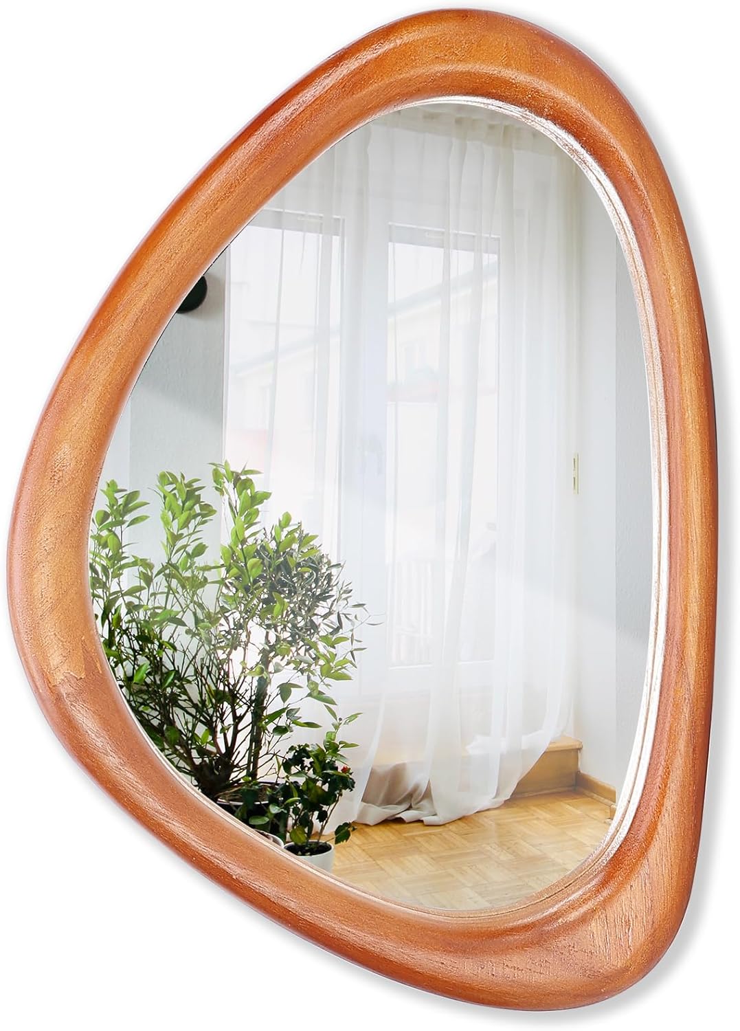 Black Wall Mirror — 15" — Red Walnut