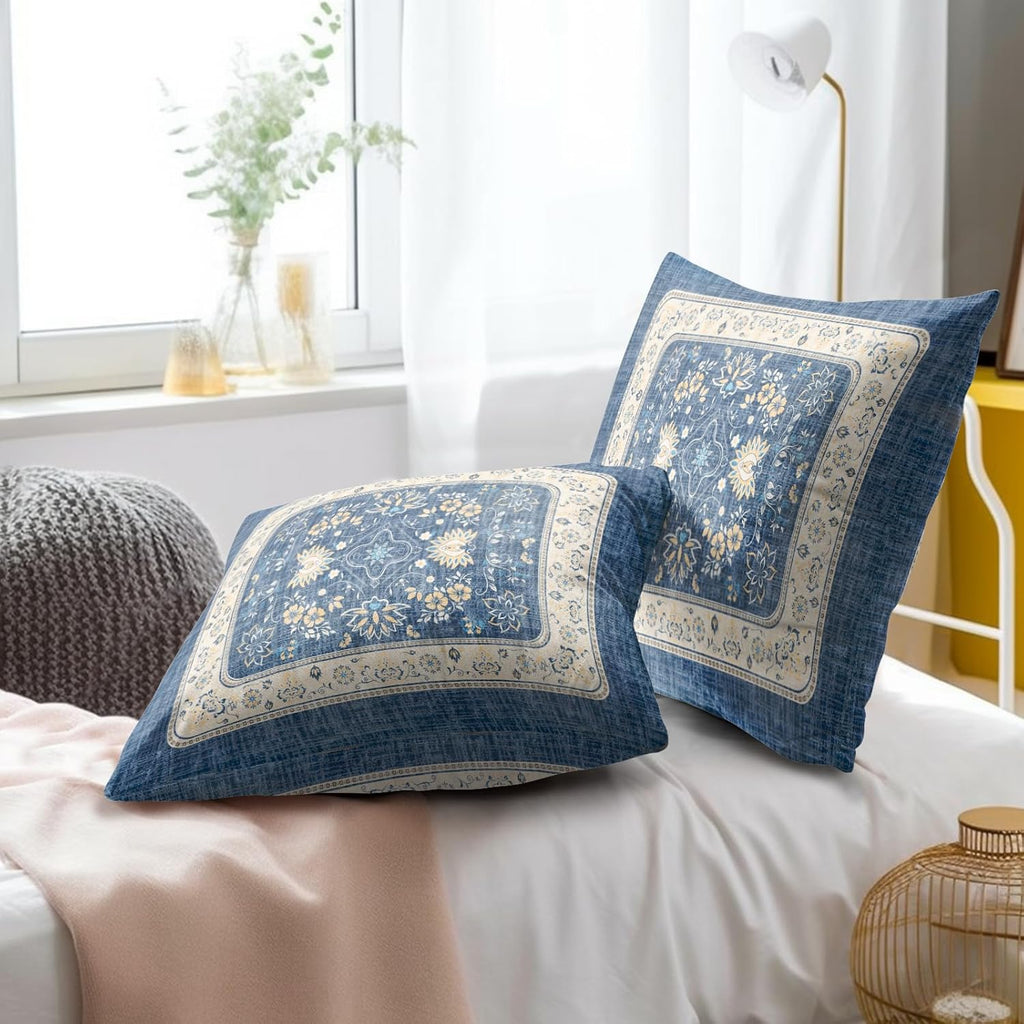 Boho Blue Throw Pillow Cover — 18" - View 7