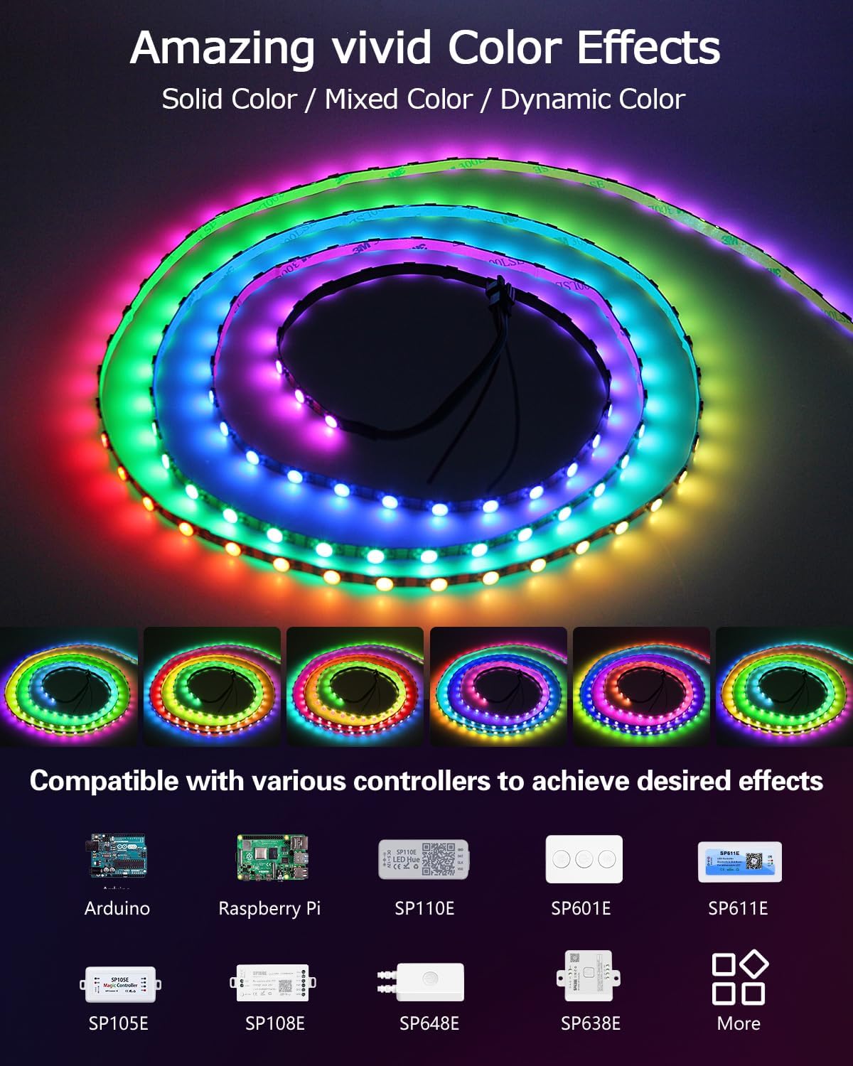 RGB Black LED Strip Light - View 2