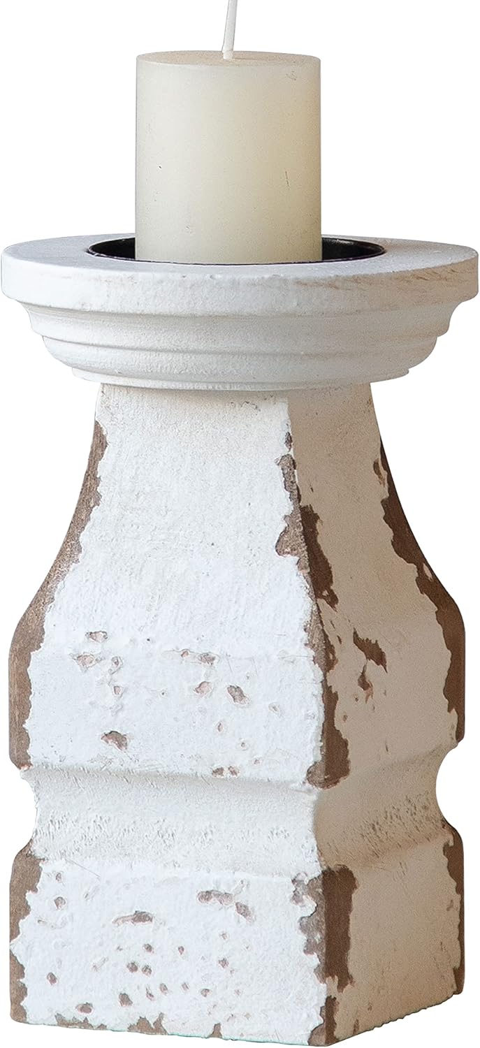 Farmhouse Wood Pillar Candle — 3.9" — 3.9" x 3.9" x 5.9"