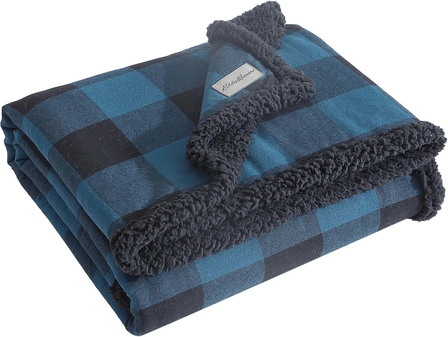 Beige Throw Pillow — 50x60 — Cabin Plaid Blue