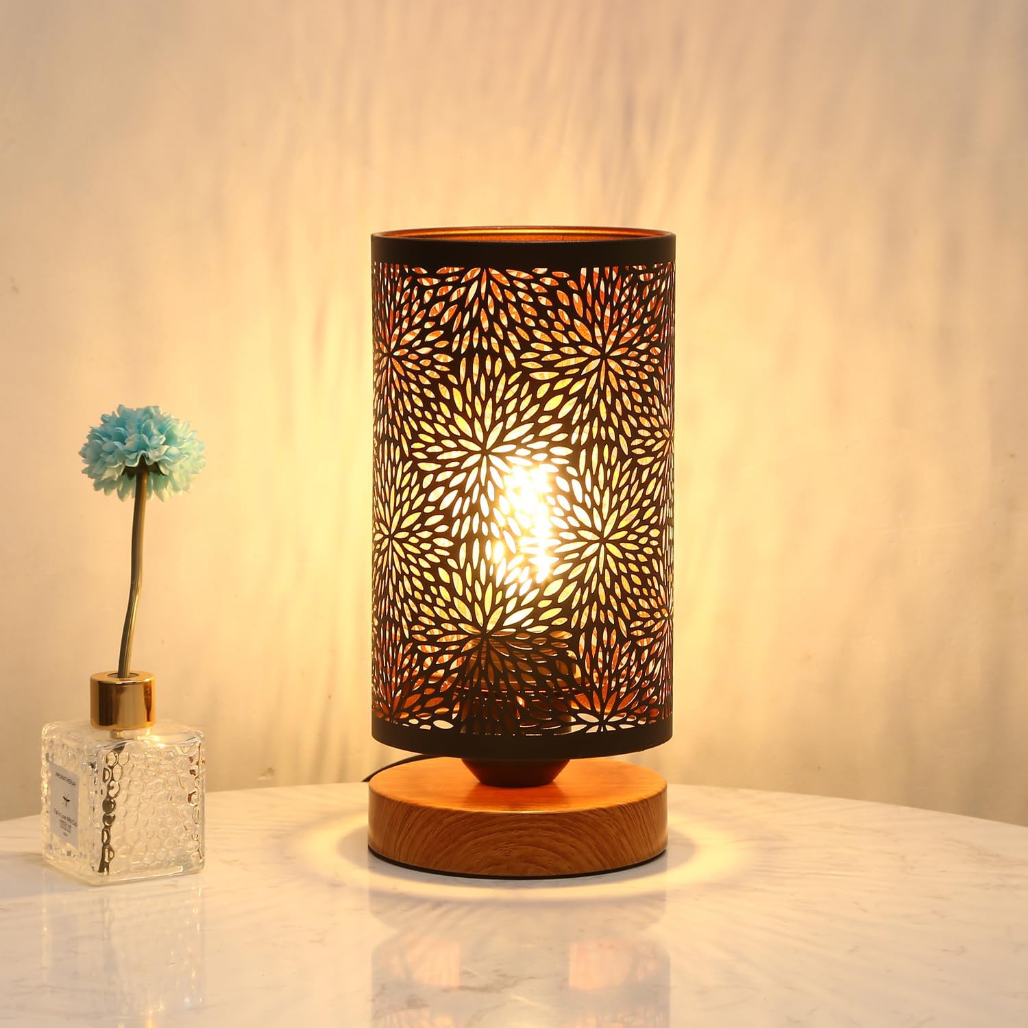 Dimmable Farmhouse Metal Bedside Lamp — chrysanthemum