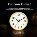 Battery Operated Modern Beige Wall Clock — 8" - View 7