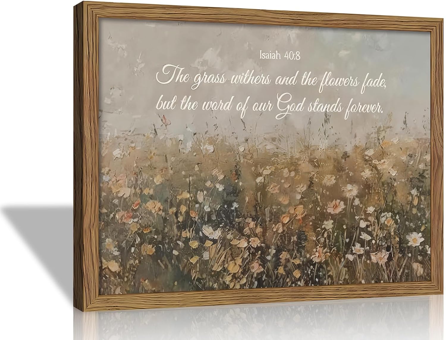 Framed Black Wall Decor — 16" — Flowers-wood