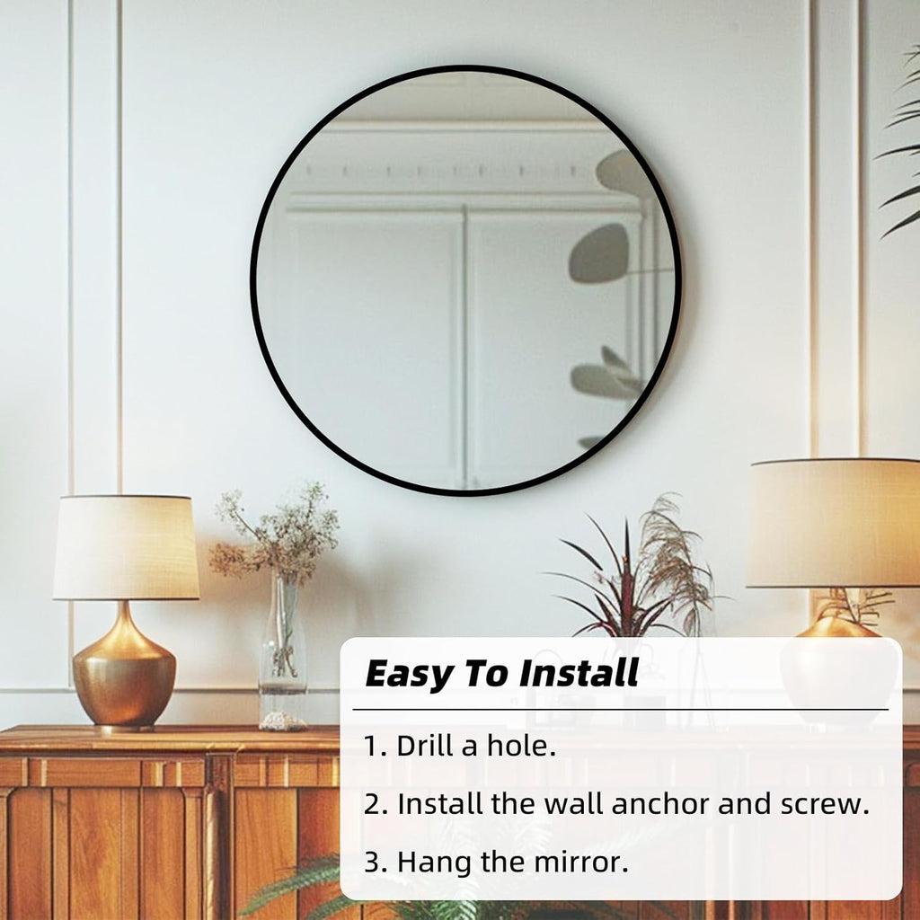Round Black Wall Mirror — 30" - View 6