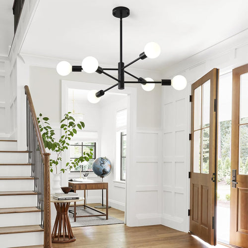 Adjustable Farmhouse Black Chandelier — 6-Light - View 2