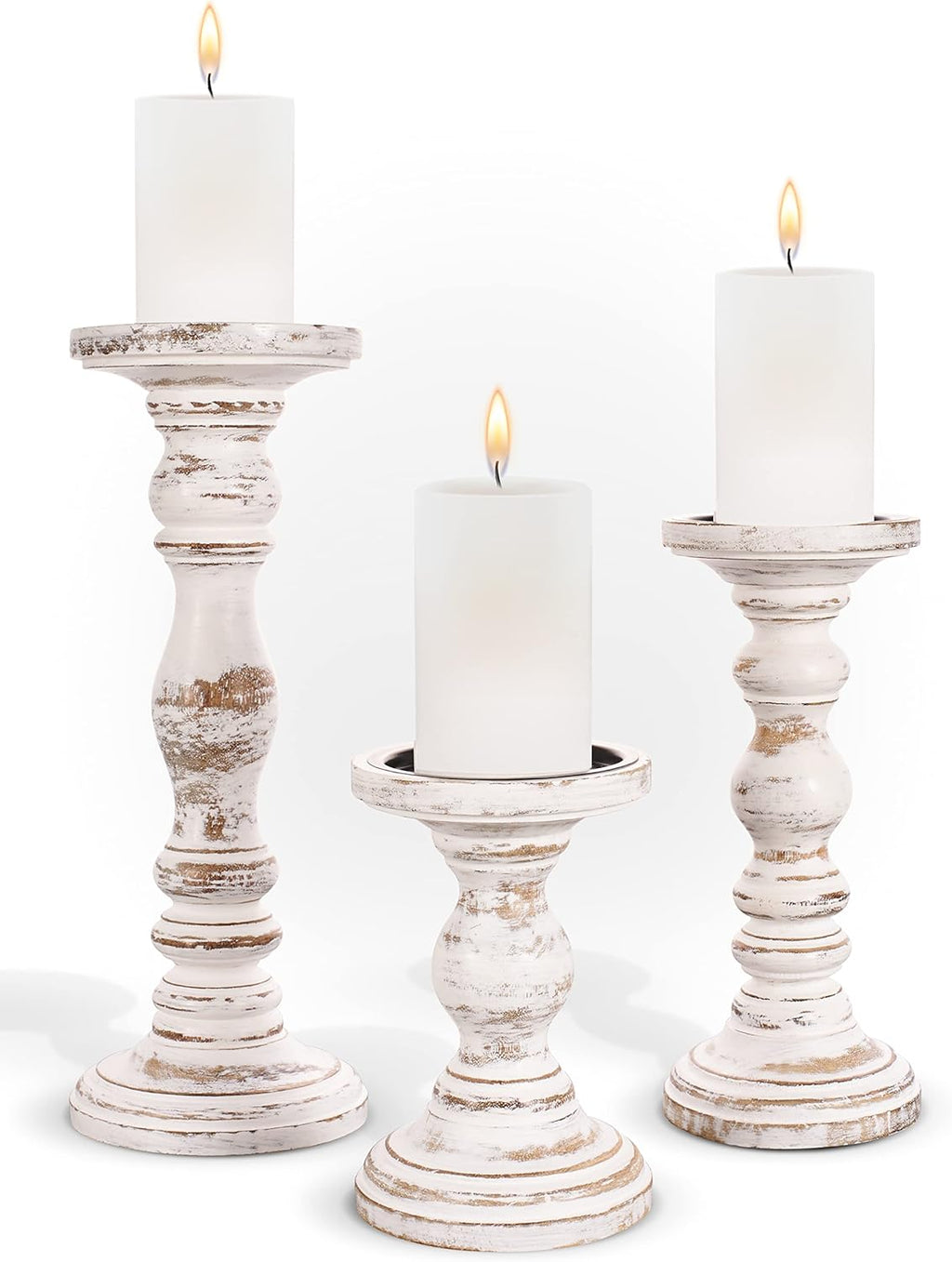 Farmhouse Black Pillar Candle — Rustic White