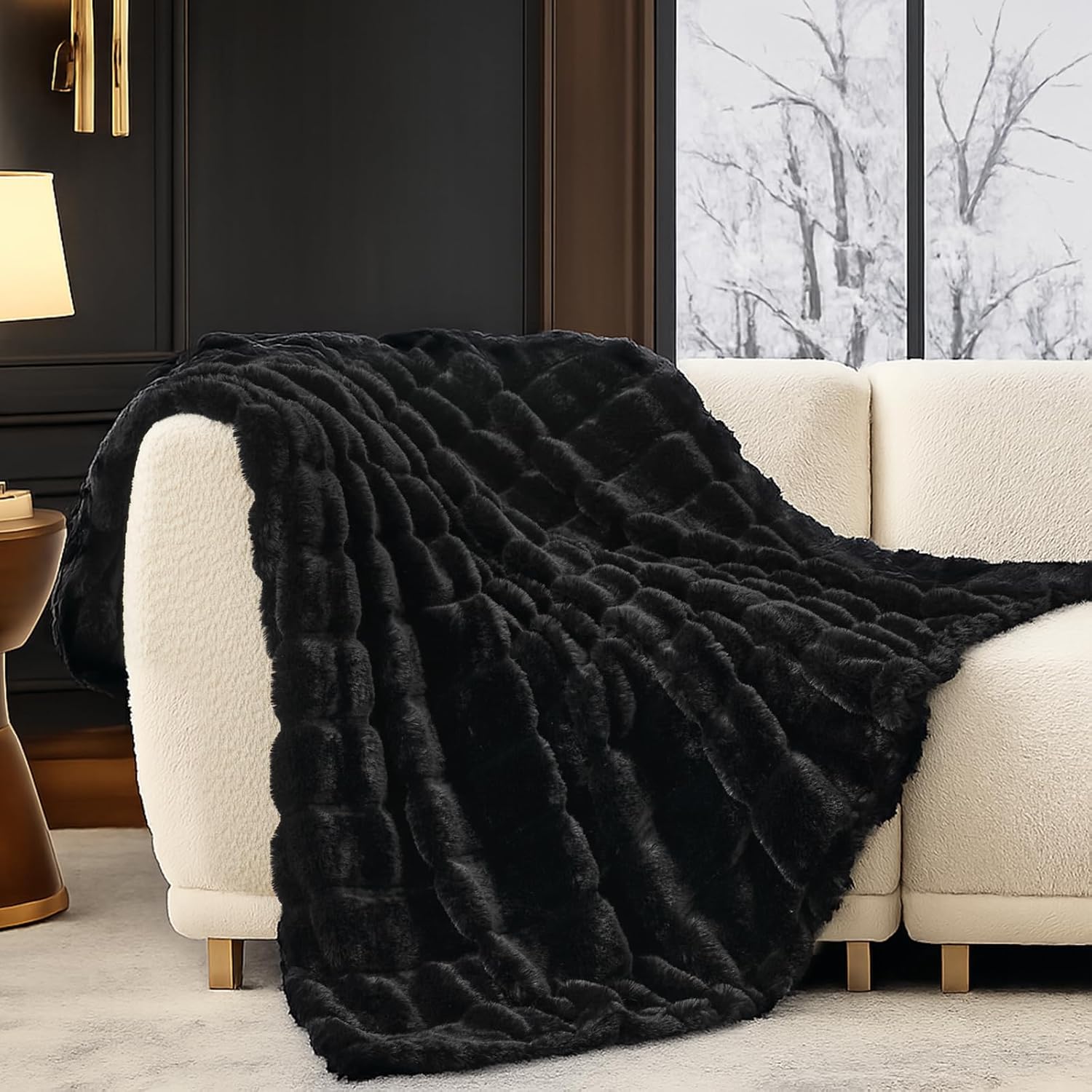 Luxe Beige Throw Pillow — 50" — Throw(50" x 60")