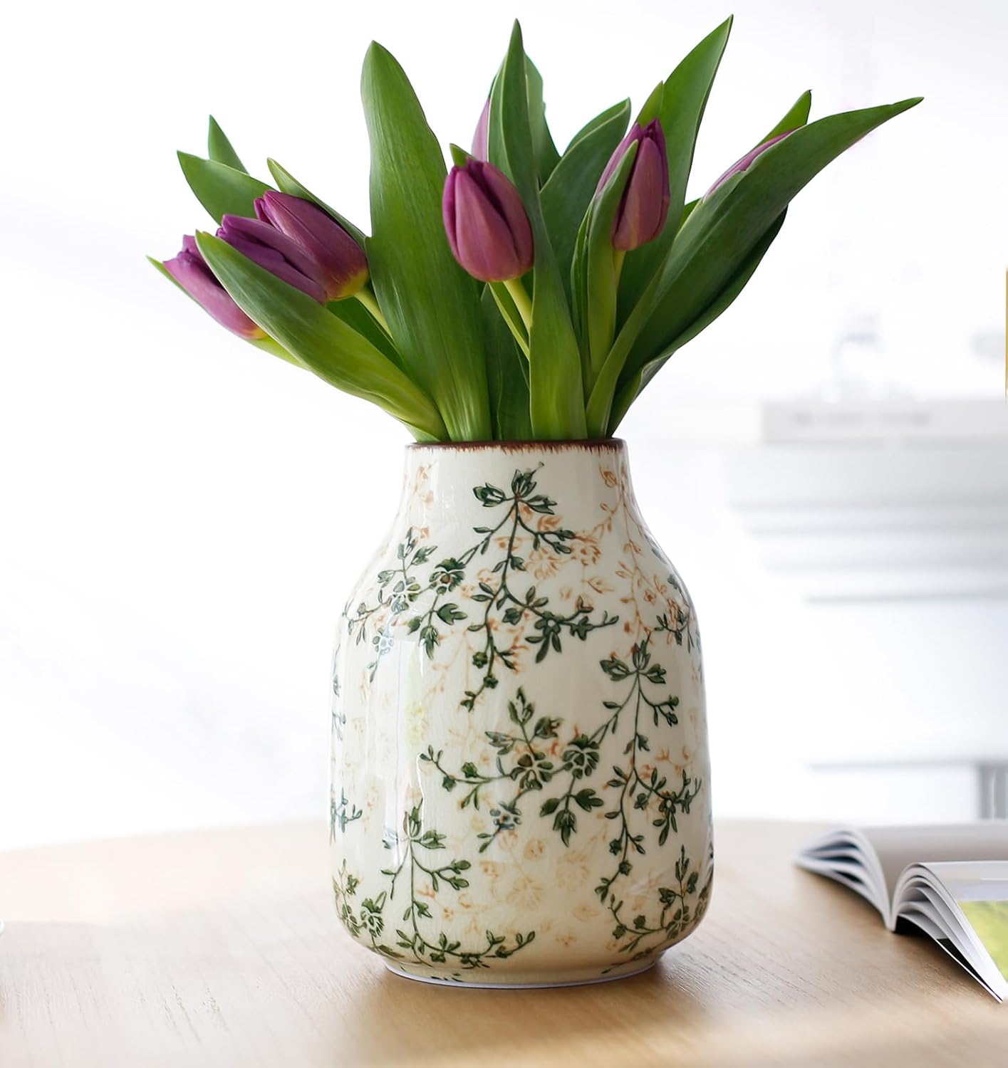 Vintage Farmhouse Ceramic Vase — 7" - View 2