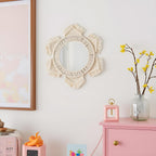 Round Boho Rattan Wall Mirror - View 3