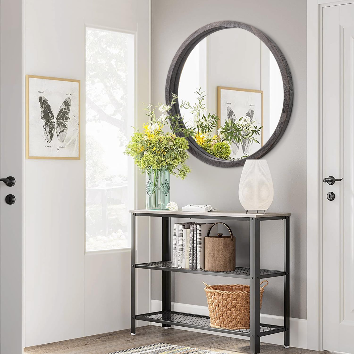 Round Farmhouse Black Wall Mirror — 24" - View 3