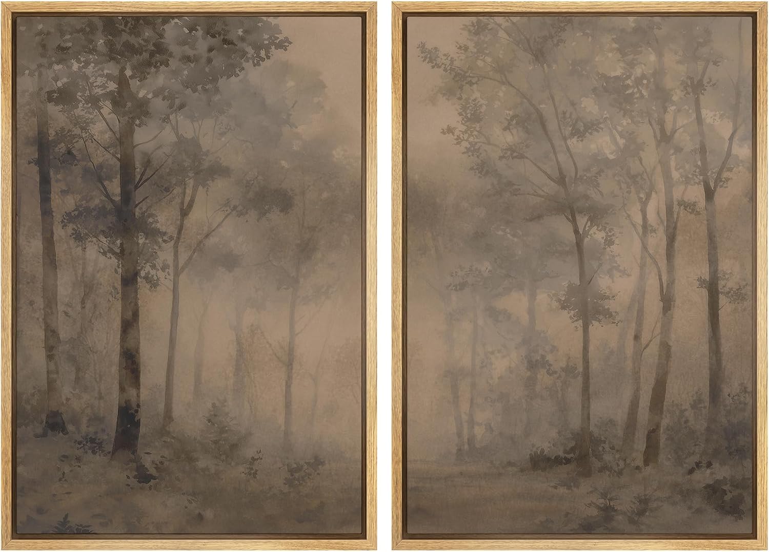 Framed Farmhouse Fabric Wall Art — 24" — 16"x24"x2 Panels Natural