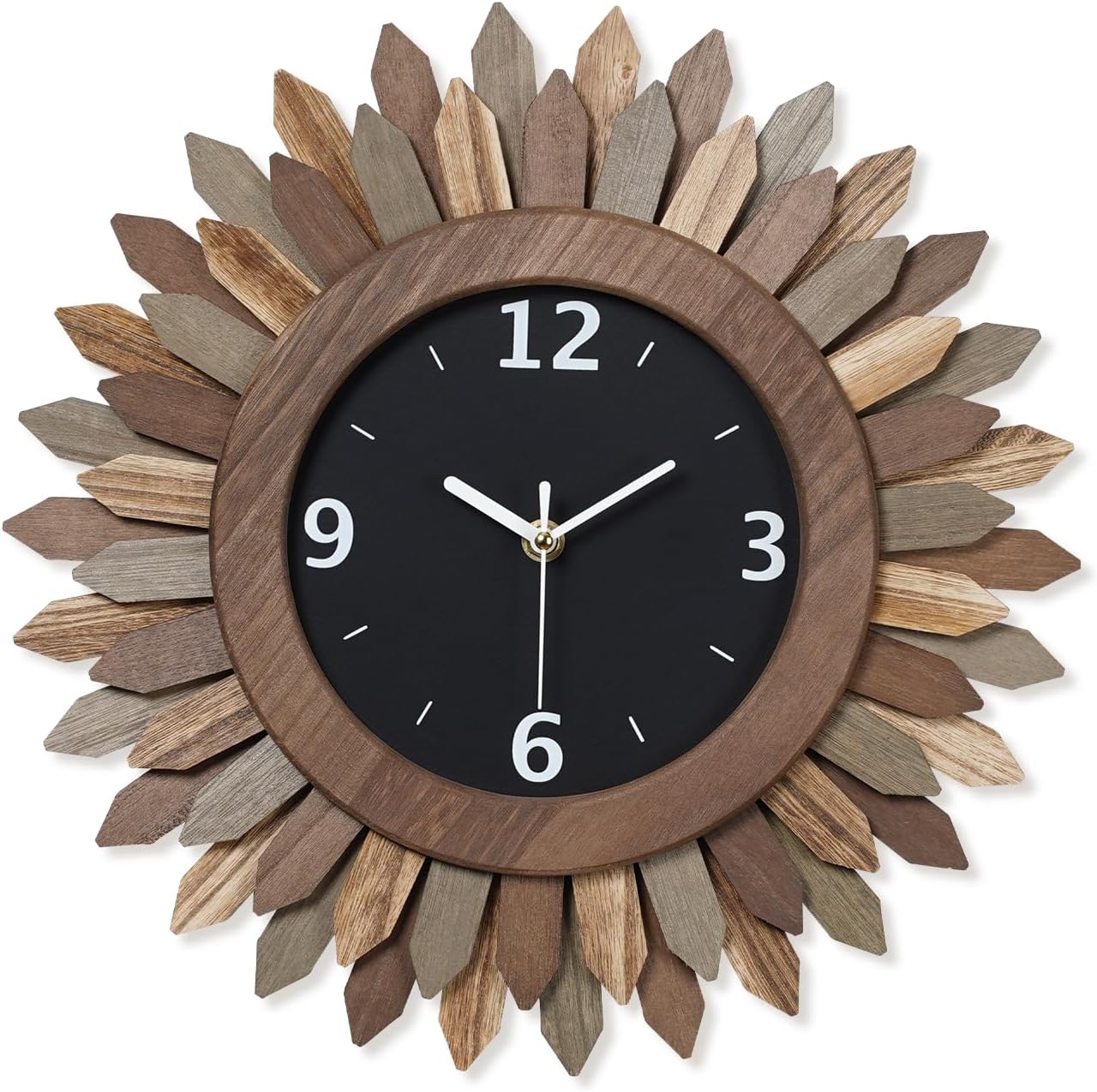 Battery Operated Boho Brown Wall Clock — 21" — Tricolor