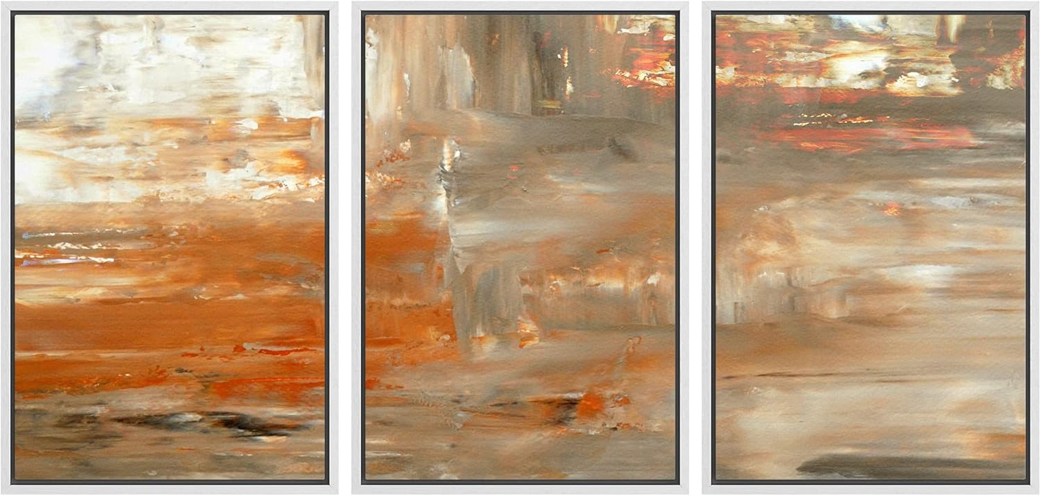 Framed Boho Fabric Wall Art — 24" — 24" x 36" x 3 Panels WHITE