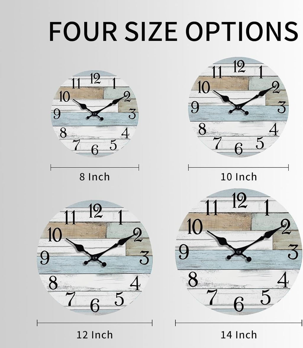 Battery Operated Farmhouse Blue Wall Clock — 14" - View 2