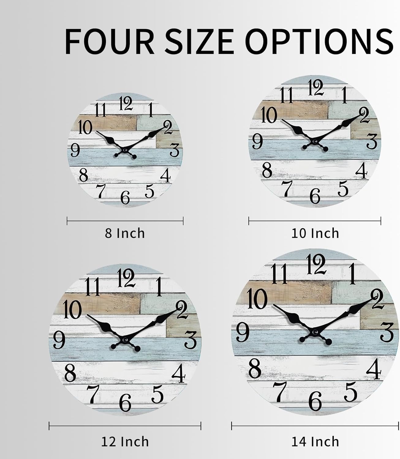 Battery Operated Farmhouse Blue Wall Clock — 14" - View 2