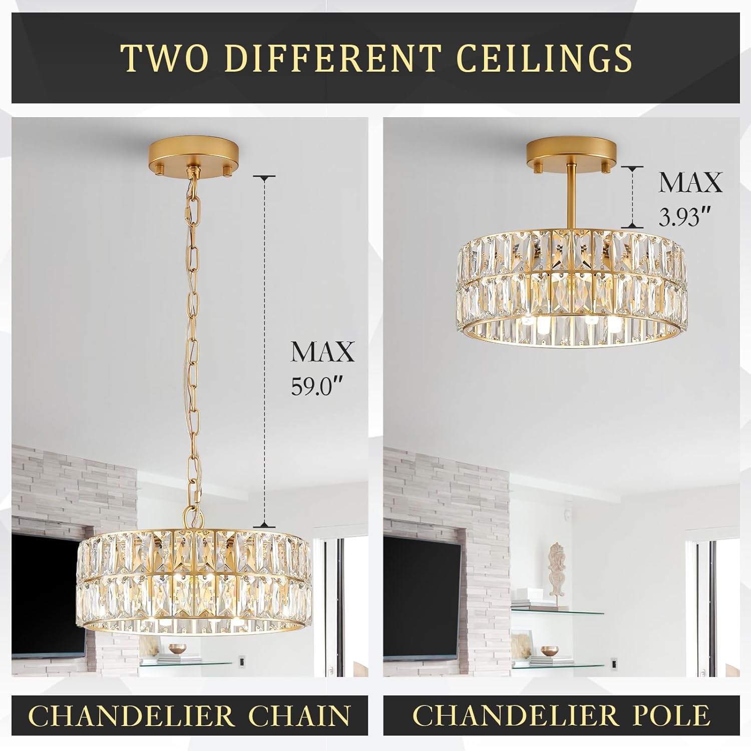 Luxe Black Chandelier — 4-Light - View 7