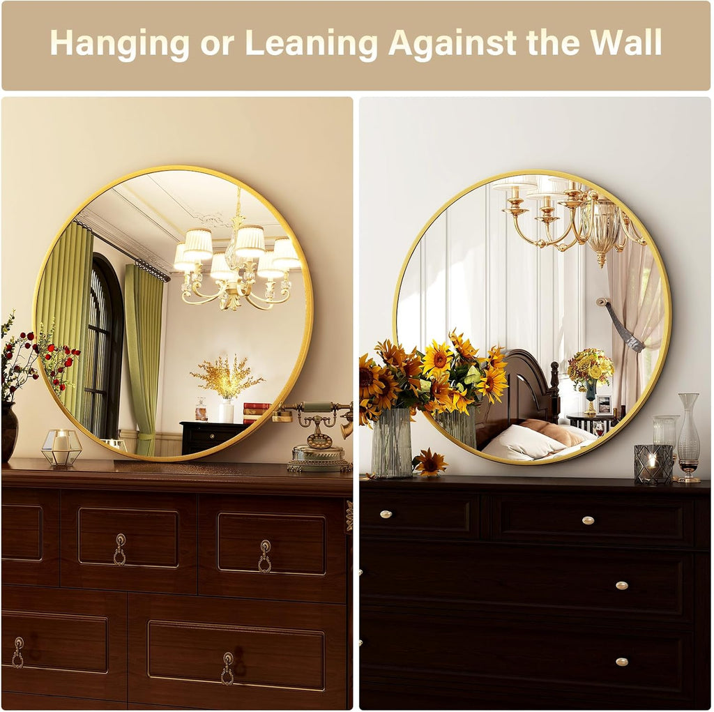 Luxe Black Round Mirror — 30" - View 6