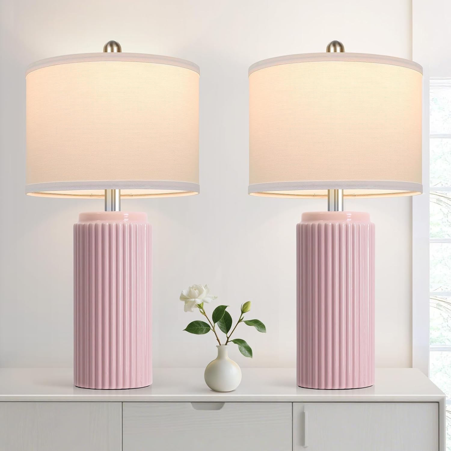 Boho Beige Nightstand Lamp — 23.5" — 23.5"