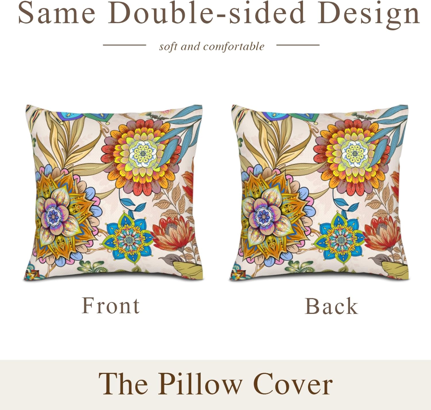 Boho Brown Throw Pillow Cover — 18" - View 4