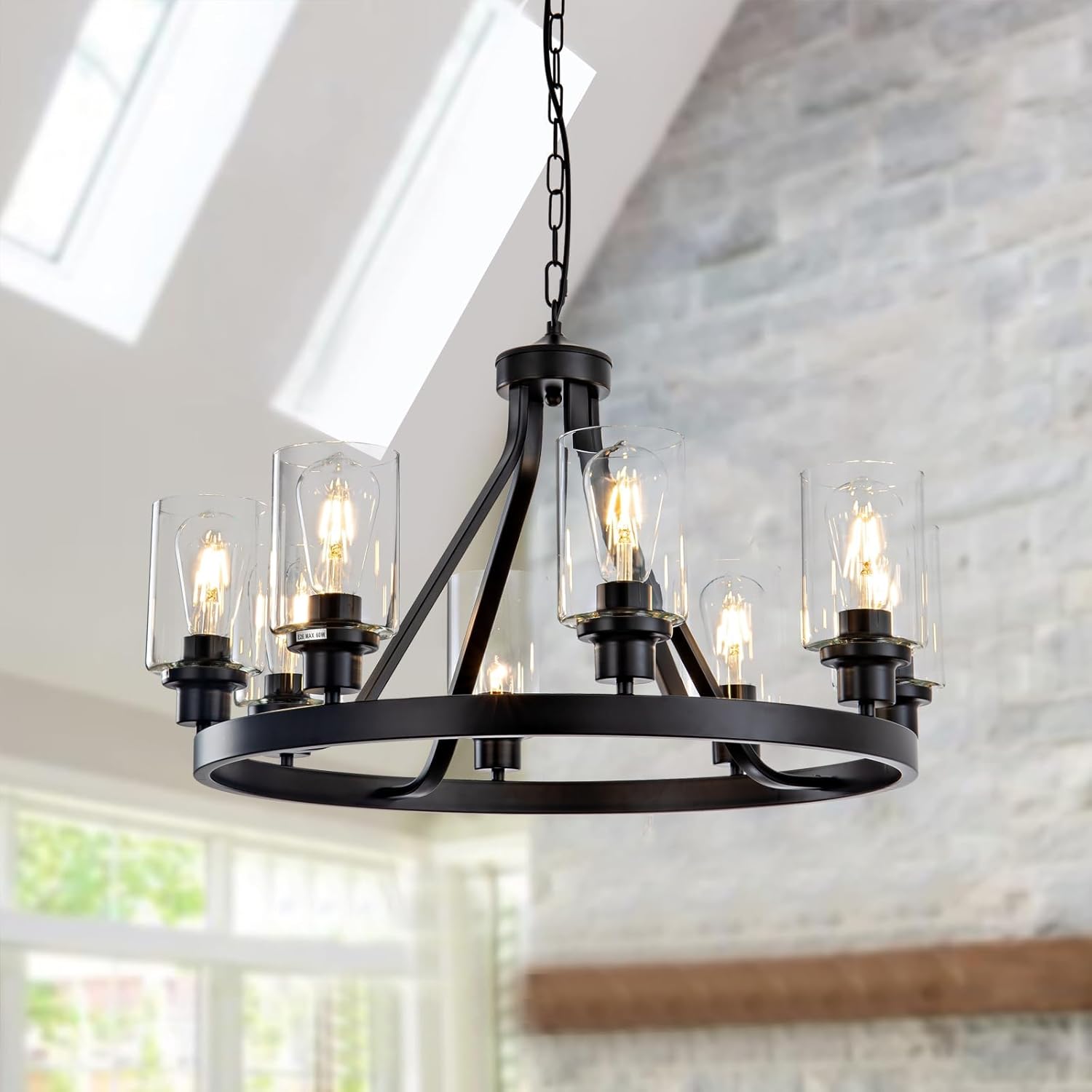 Adjustable Modern Black Chandelier — 6-Light — Black