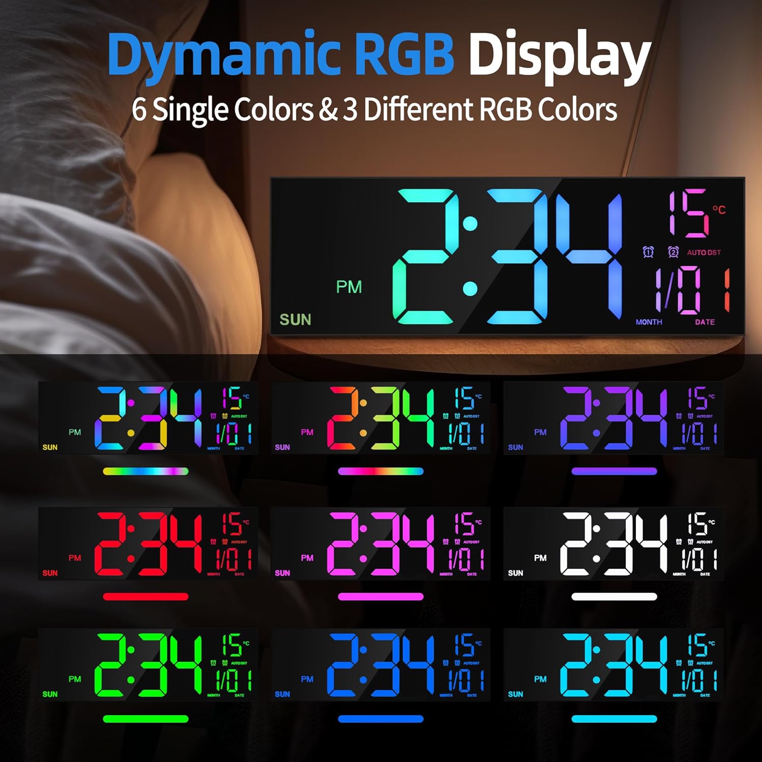 RGB Black Table Lamp — 16.2" - View 2
