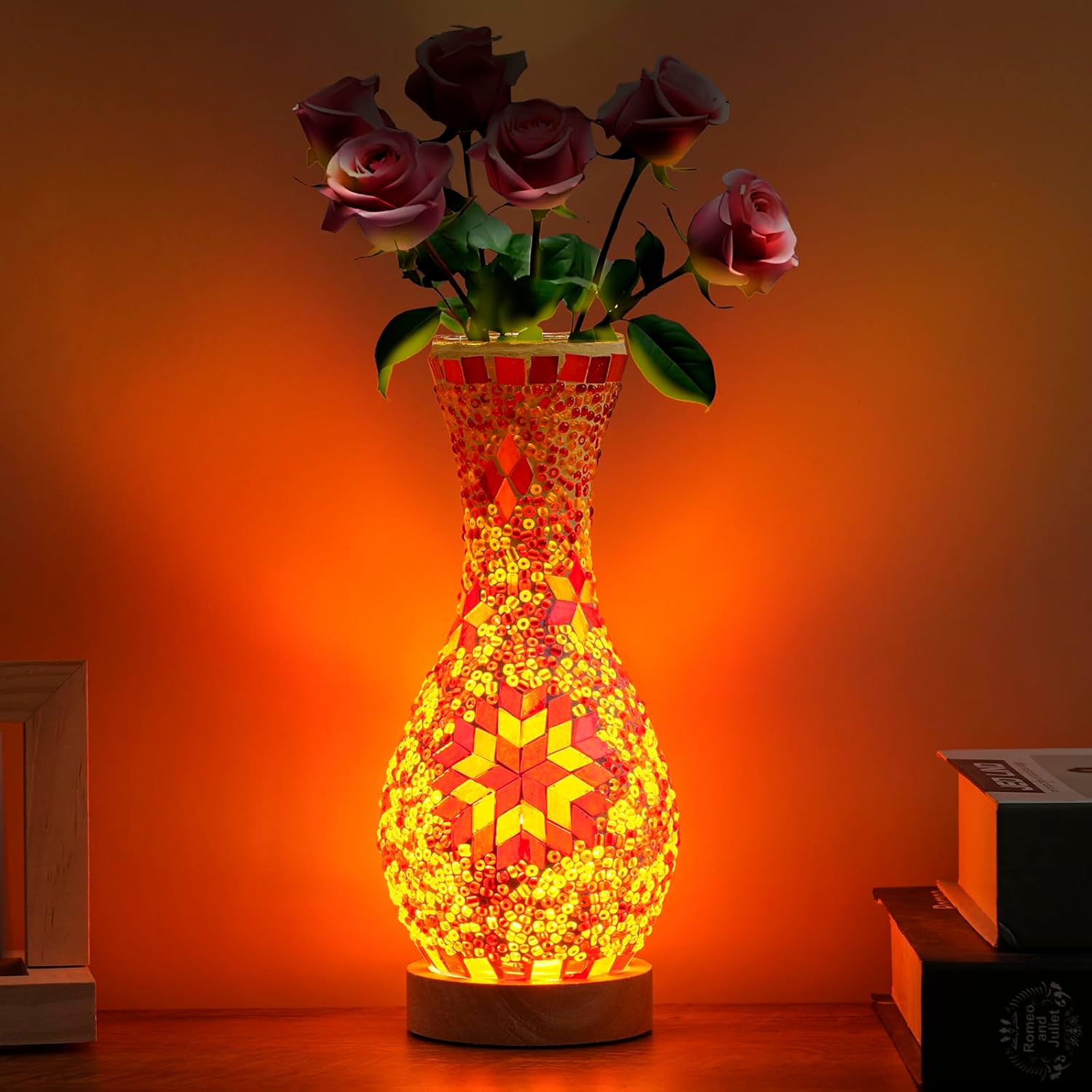 USB Farmhouse Blue Table Lamp — Red