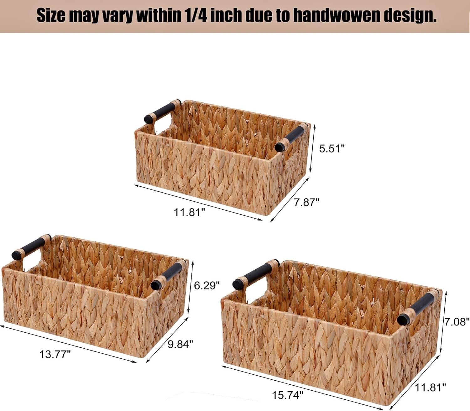 Handwoven Boho Wood Storage Bin - View 4
