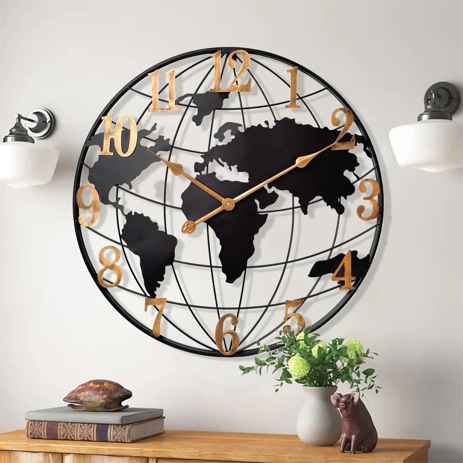 Battery Operated Farmhouse Metal Wall Clock — 24" — Color1