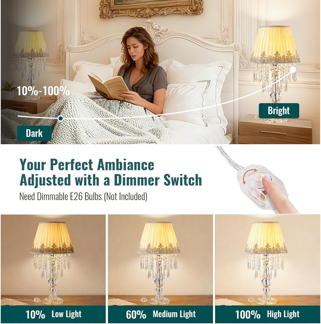 Dimmable Farmhouse White Nightstand Lamp — 22.8" - View 3