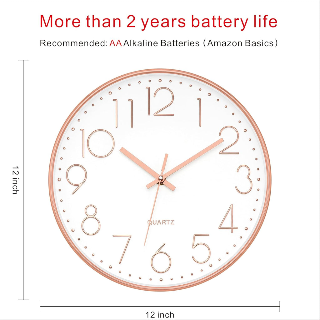 Battery Operated Luxe Beige Wall Clock — 12" - View 3