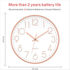 Battery Operated Luxe Beige Wall Clock — 12" - View 3