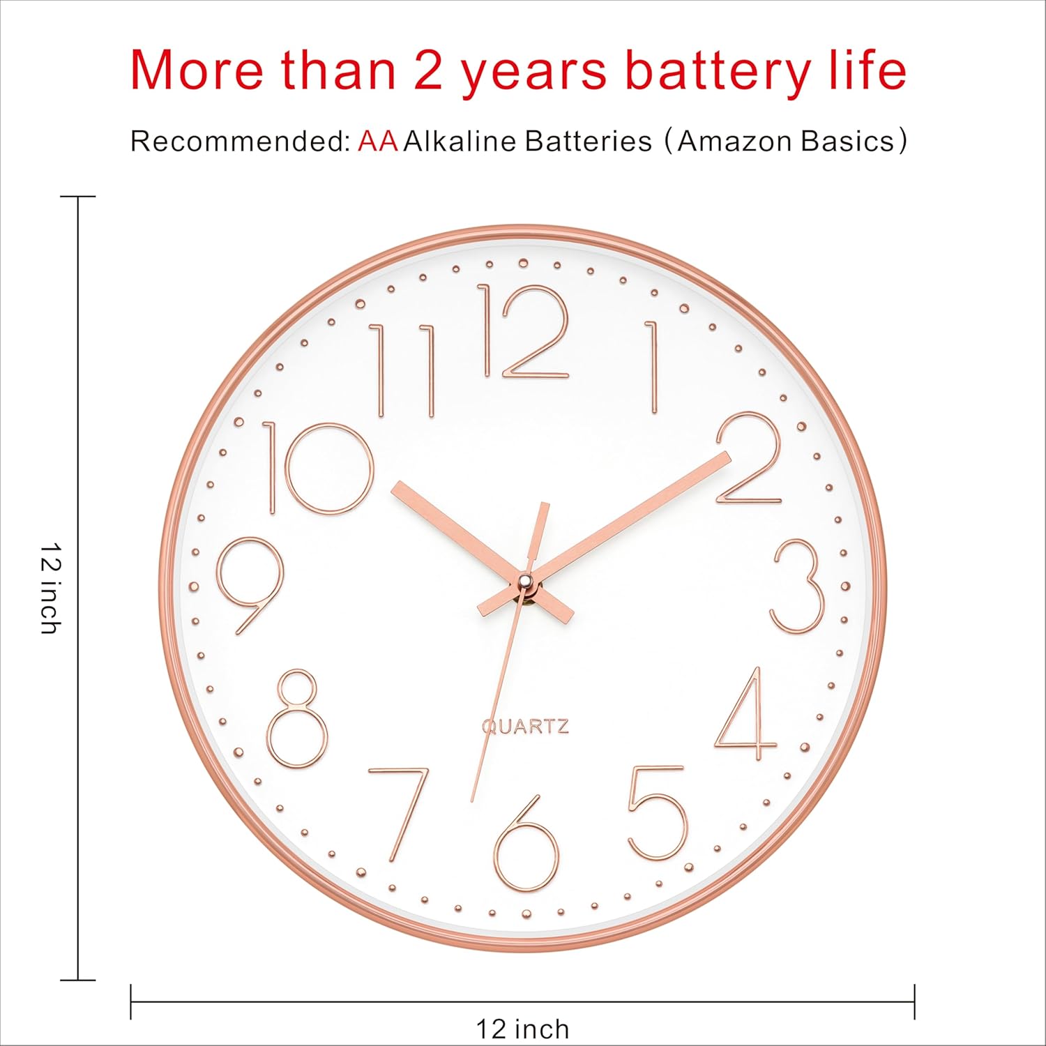 Battery Operated Luxe Beige Wall Clock — 12" - View 3