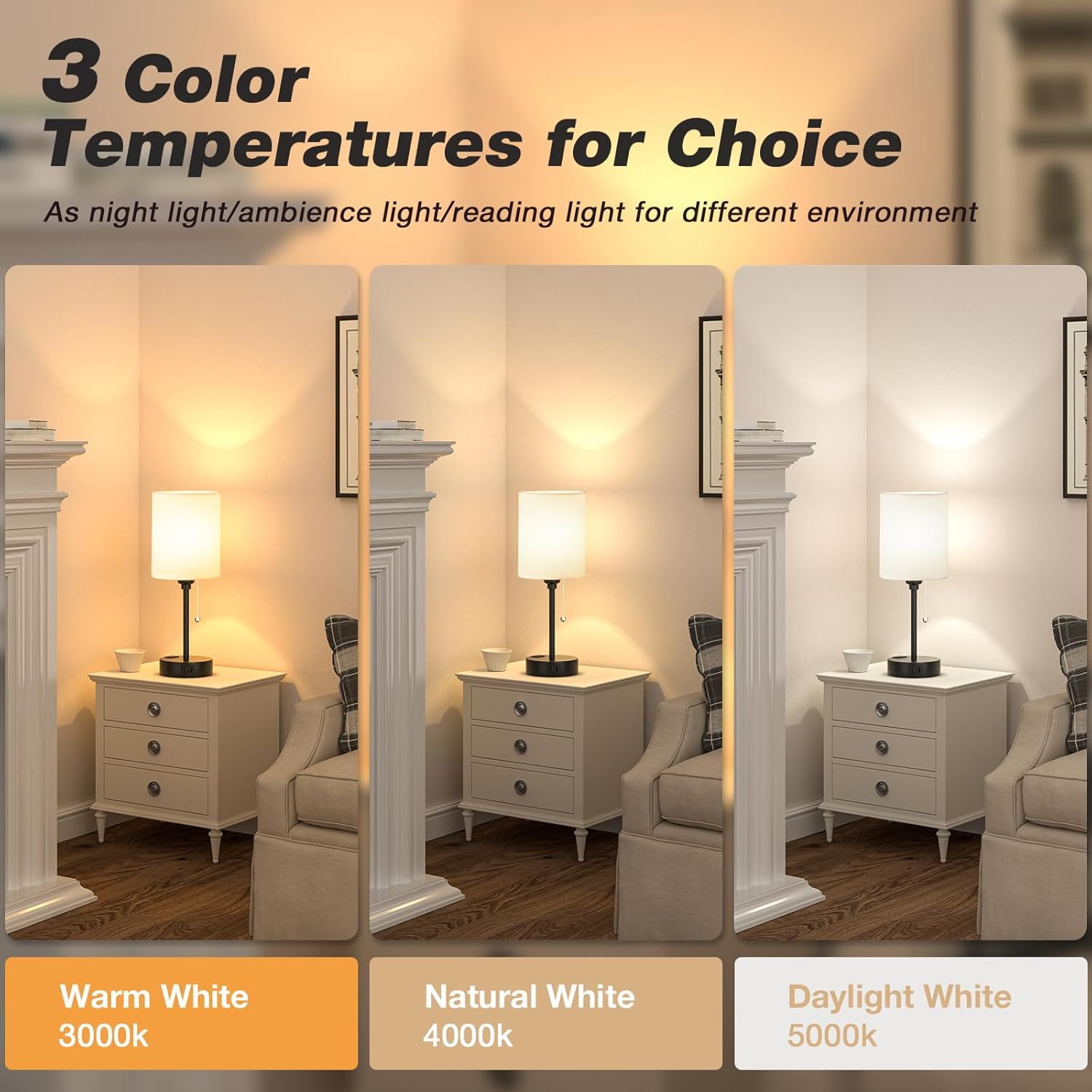 USB Beige Bedside Lamp - View 2