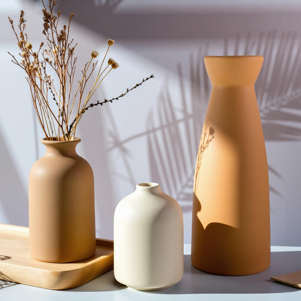 Boho Beige Vase Set — Set of 3