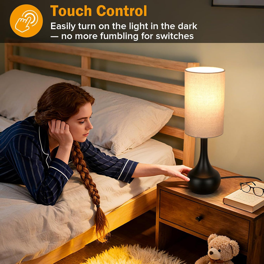 Dimmable Black Bedside Lamp - View 2