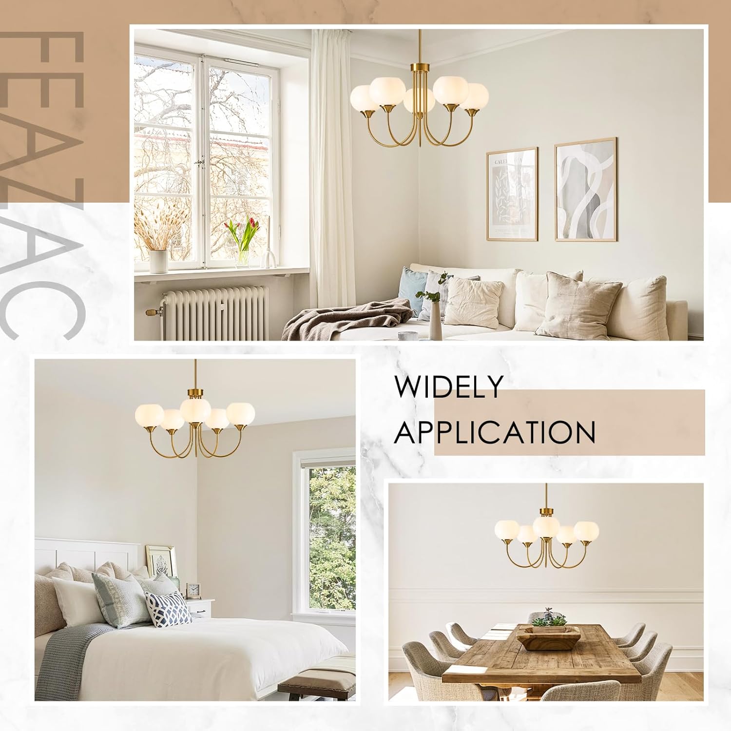 Vintage Luxe Orange Chandelier — 5-Light - View 7