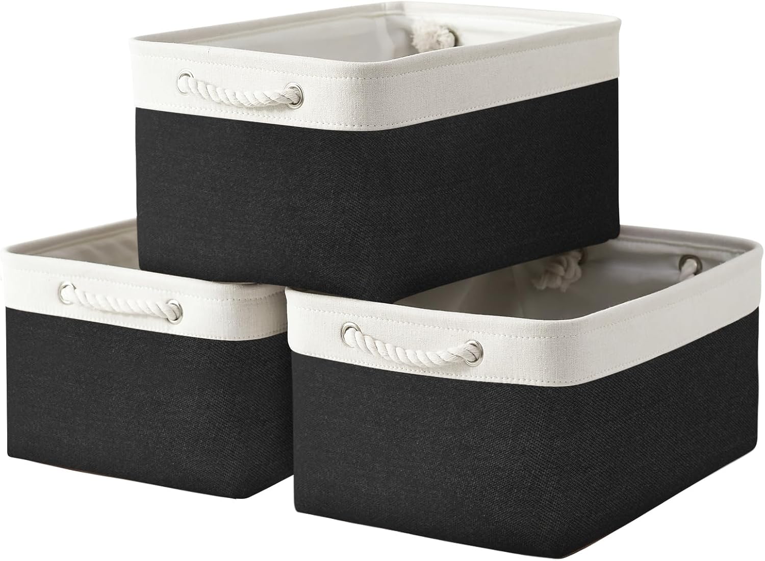 Beige Storage Bin — 2" — White & Black