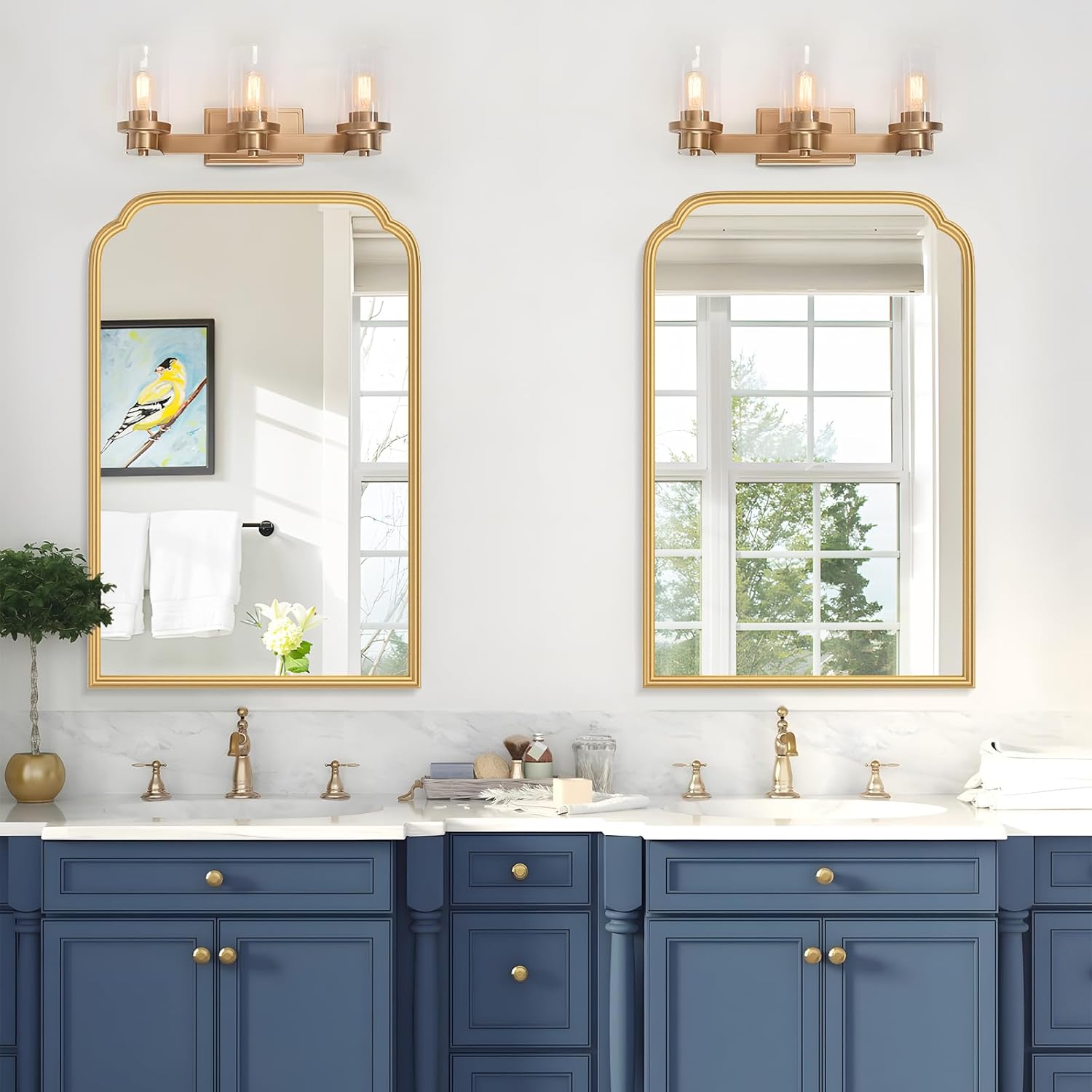 Framed Luxe Beige Vanity Mirror — 30" - View 2