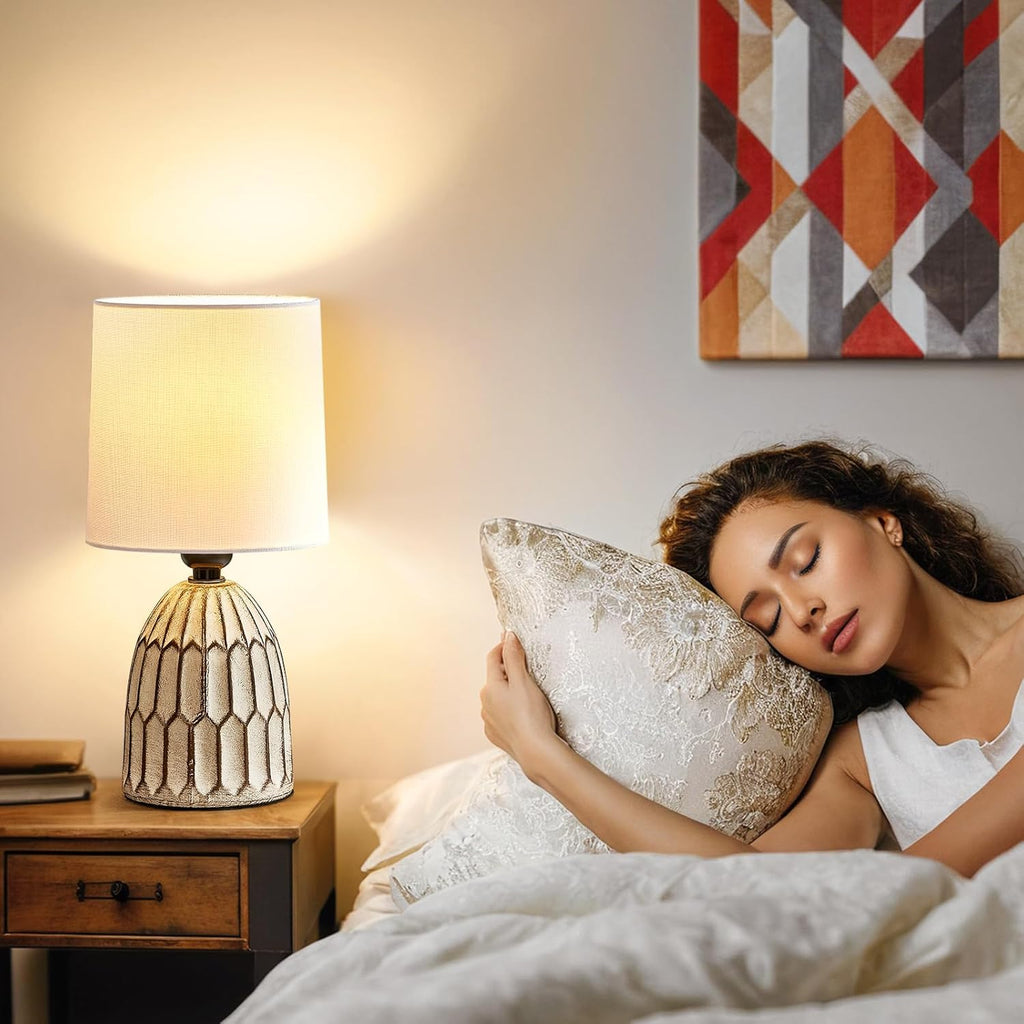 Boho Ceramic Bedside Lamp — 13.5" - View 6