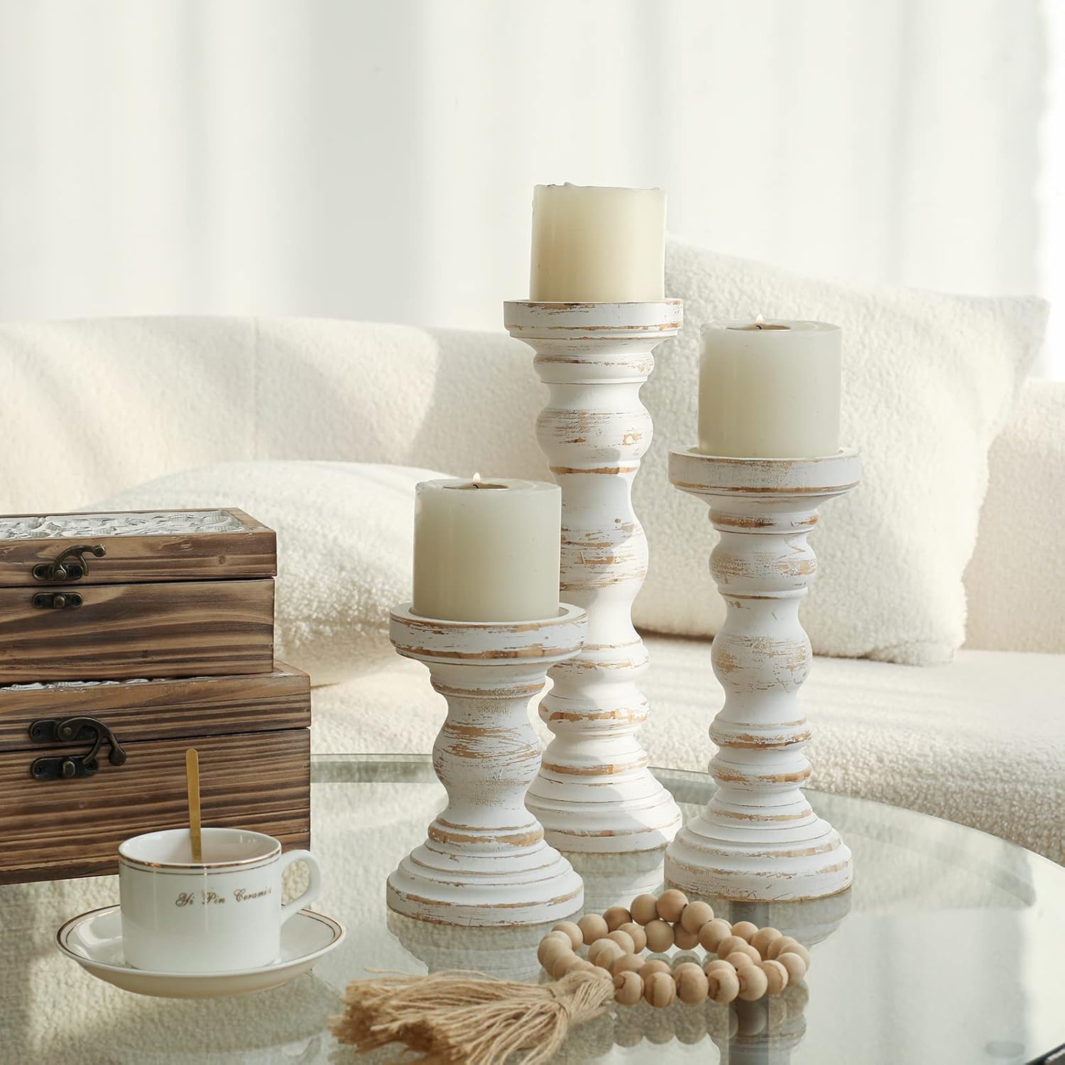 Farmhouse Black Pillar Candle — Set of 3 - View 2
