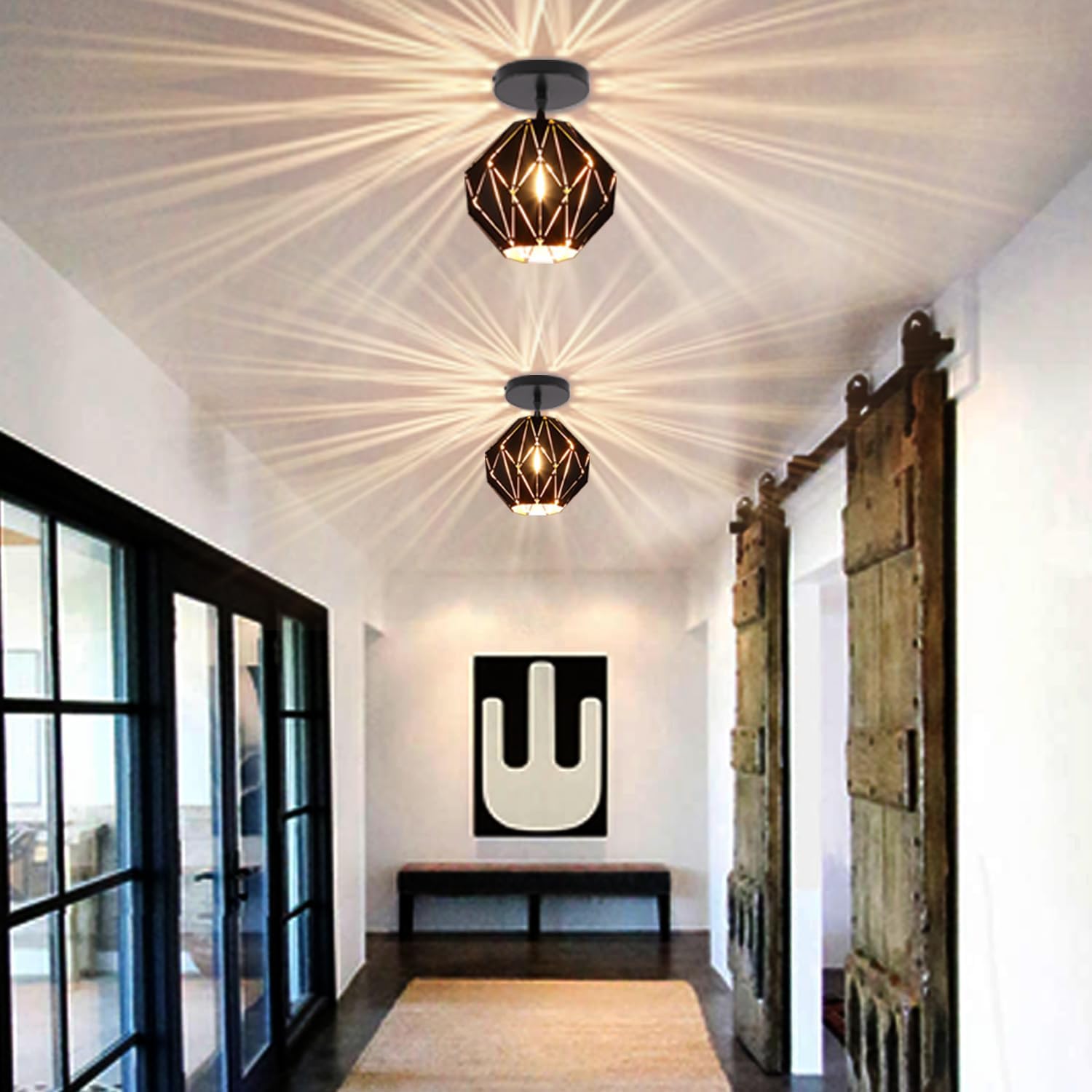 Vintage Farmhouse Black Pendant Light - View 3