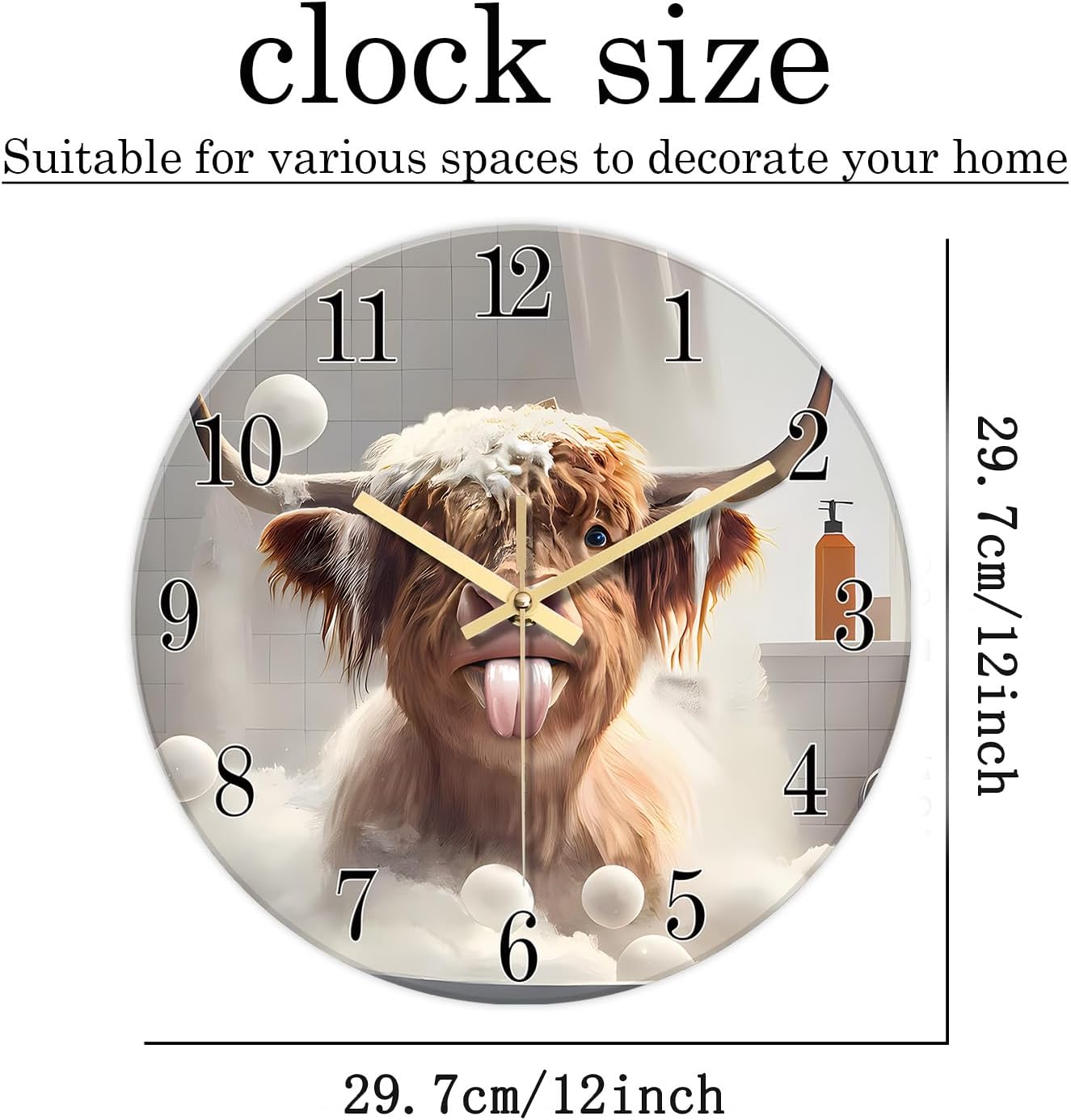 Battery Operated Farmhouse Black Wall Clock — 12" - View 6